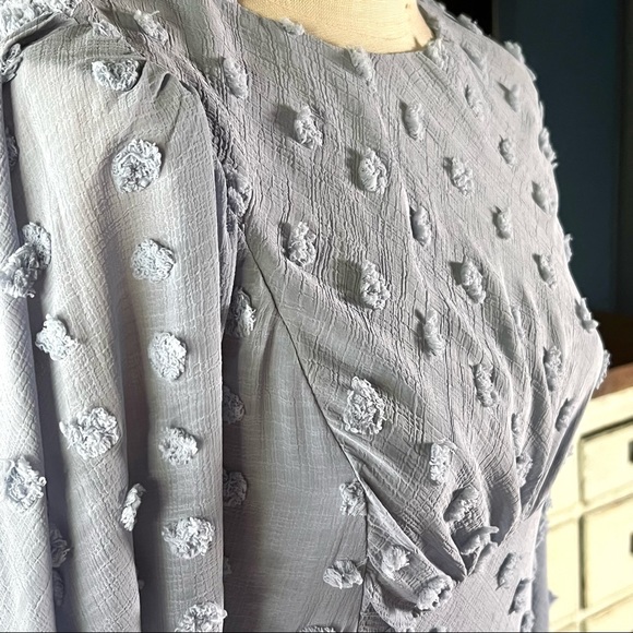 Anthropologie Michaela Textured Blue Midi Dress NWT New 2P - Picture 8 of 10